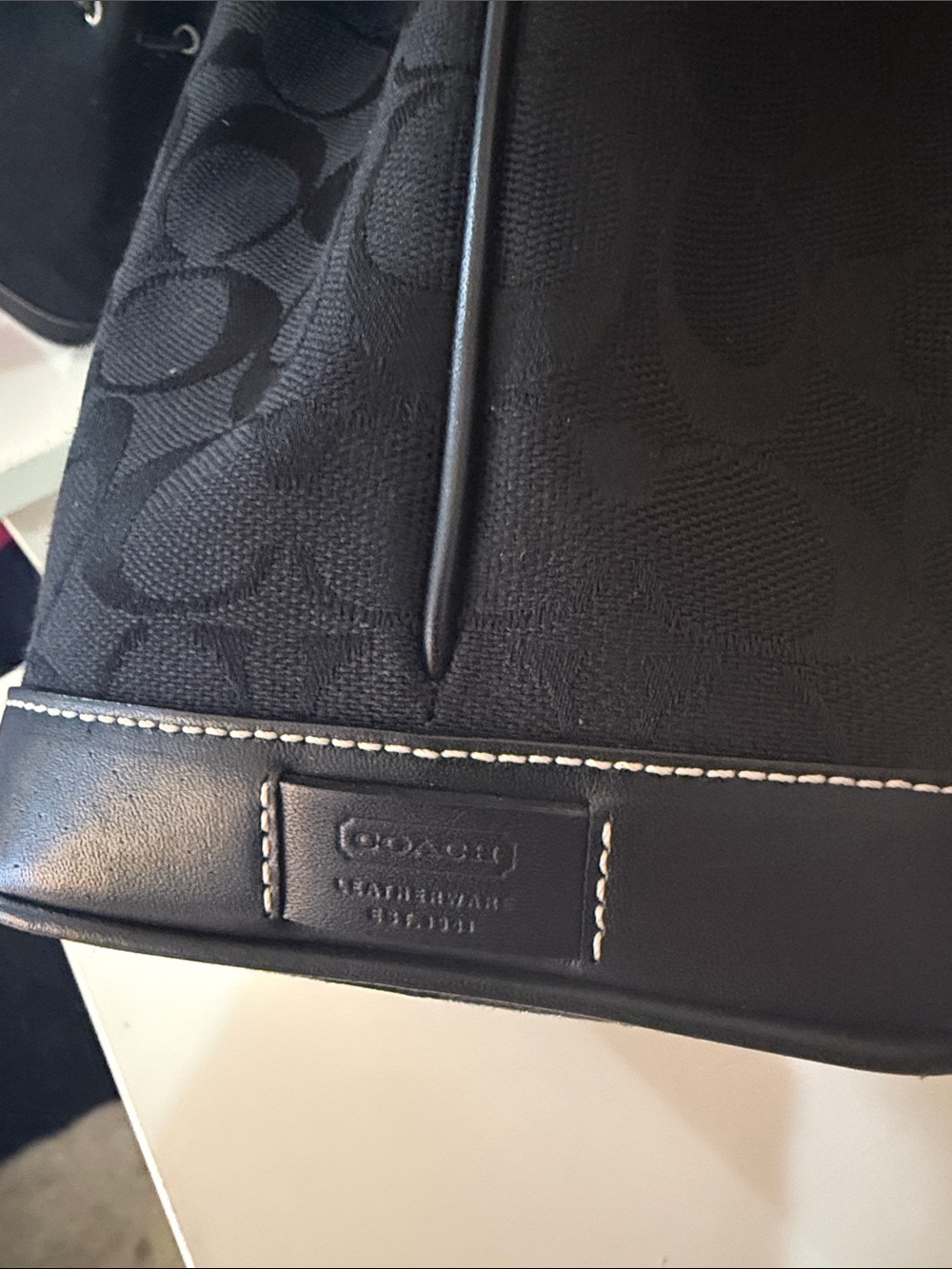 Vintage Coach Black Signature in canvas Jacquard  Bucket Bag - Picture 8 of 16
